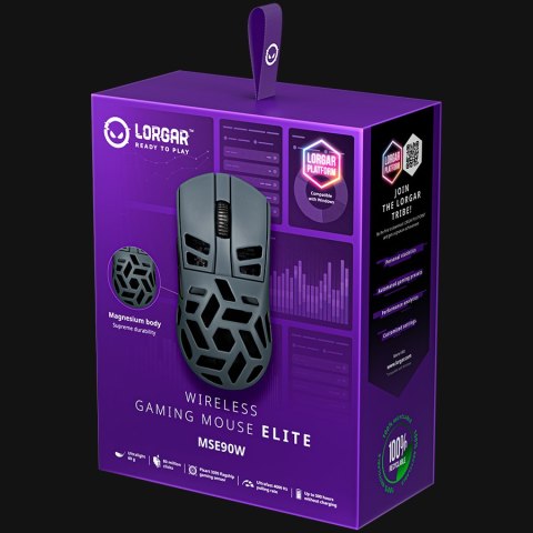 LORGAR Mysz Gamingowa MSE90W, Bezprzewodowa, Ciemnoszara