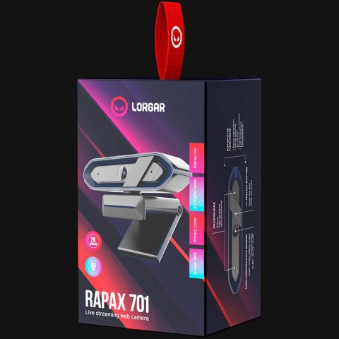 LORGAR Rapax 701, Kamerka Internetowa 2K, Czarna