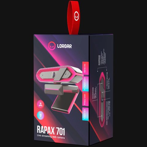LORGAR Rapax 701, Kamerka Internetowa 2K, Różowa