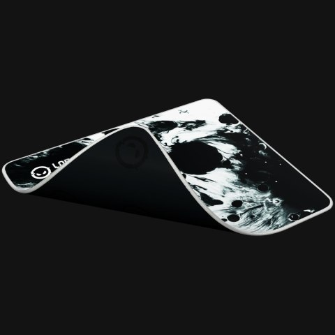 Full print white and black design, bottom is black rubber with embossed LORGAR logo with double side edge stitching