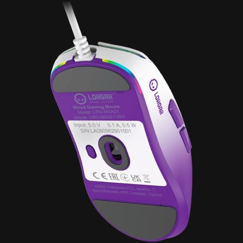 LORGAR Gaming Mouse MSA21 Advanced Wired PixArt 3315 White