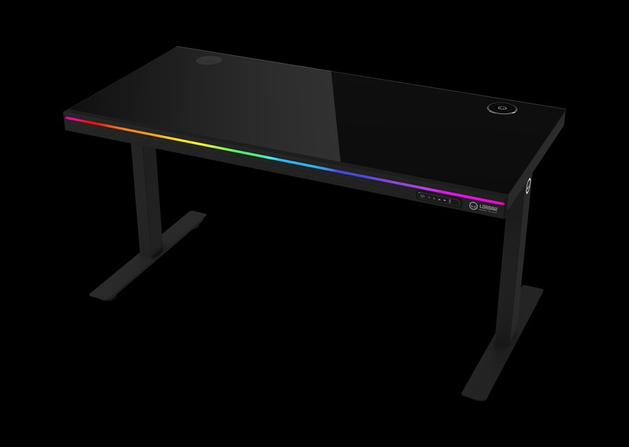 Biurko gamingowe LORGAR z listwą podświetlenia RGB wzdłuż przedniej krawędzi